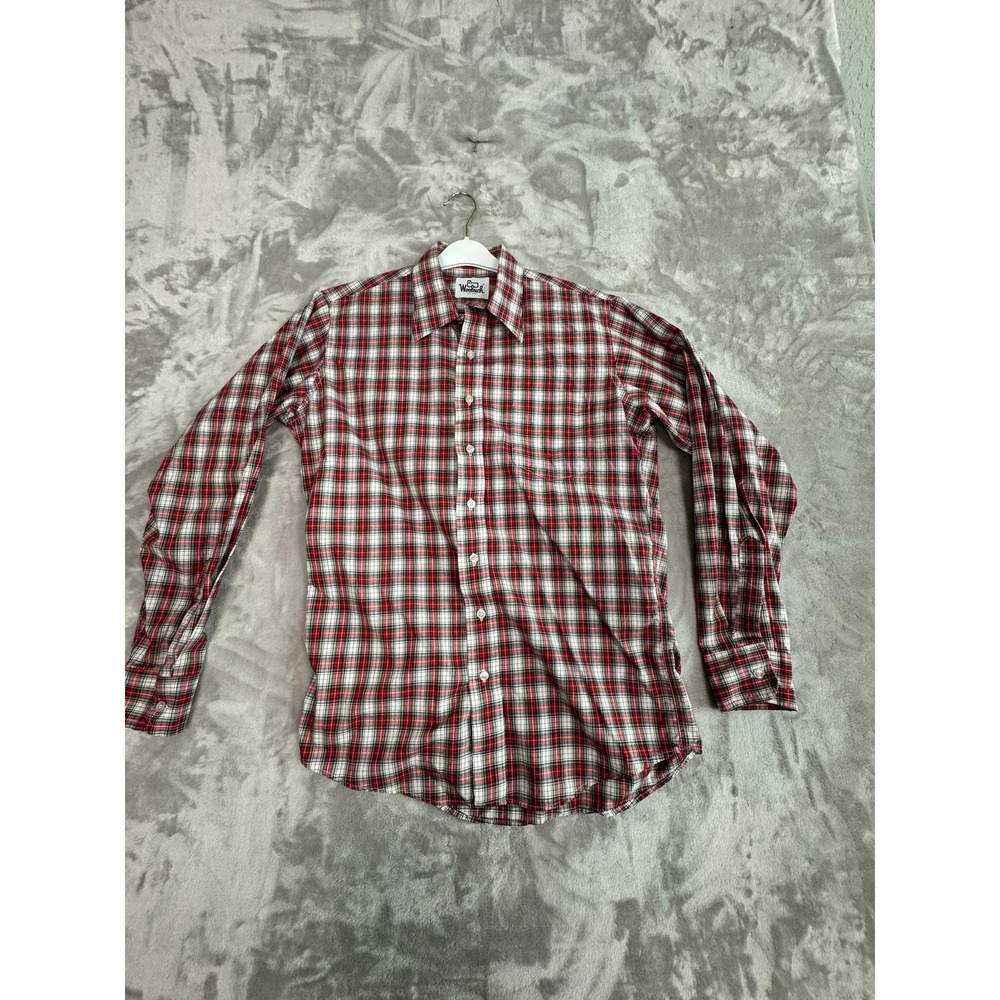 Woolrich Mens Plaid‎ Long Sleeve Button Up Shirt Red White Green Classic Fit